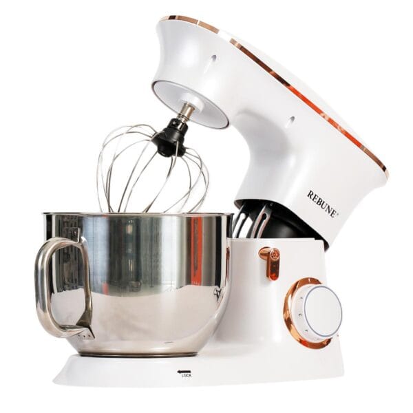 Rebune Electric Mixer, 7L Bowl with Handle, 6 Speed ​​Settings for Whipping, Kneading and Mixing, 1100W